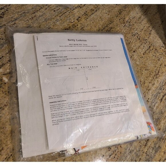 New! Betty Lukens' Felt Quiet Book Ten ~ KIT ~ Circus In Town ~ - Picture 2 of 4